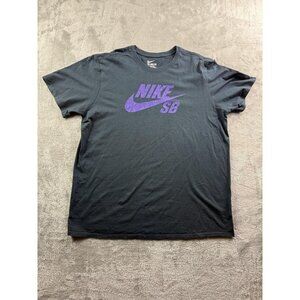 Nike SB Shirt Mens Extra Large Black Purple Swoosh Tee Skateboarding Athletic